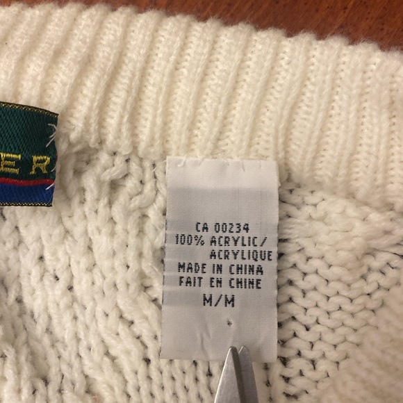 Vintage Grenadier Medium Women’s Sweater Cableknit Crew Neck White - Picture 4 of 7